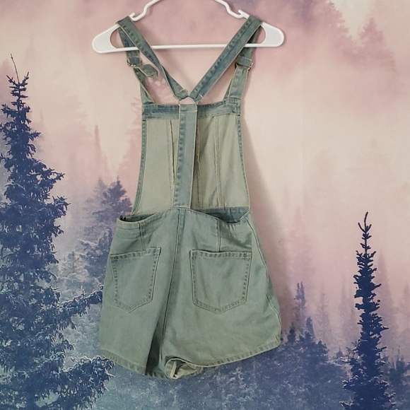 MINKPINK high waisted denim overalls - Picture 2 of 3
